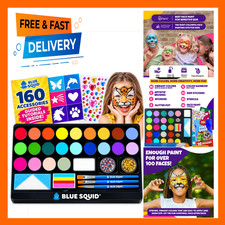 Face Painting Kit for Kids with 28 Color Paint Palette and 160 Accessories