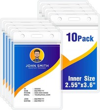 10Pack Vertical ID Badge Holder-Extra Thick Clear ID Card Holder with Waterproof