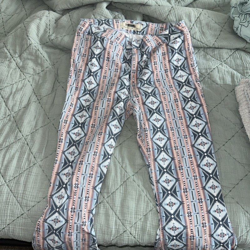Rock & Roll Bell Bottom Jeans Stretchy Multicolor Size 29x34