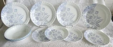 11 CORNING CORELLE VITRELL GLASS BOTANIQUE PLATES &BOWLS 4 LUNCH 4 SALAD 3 BOWLS