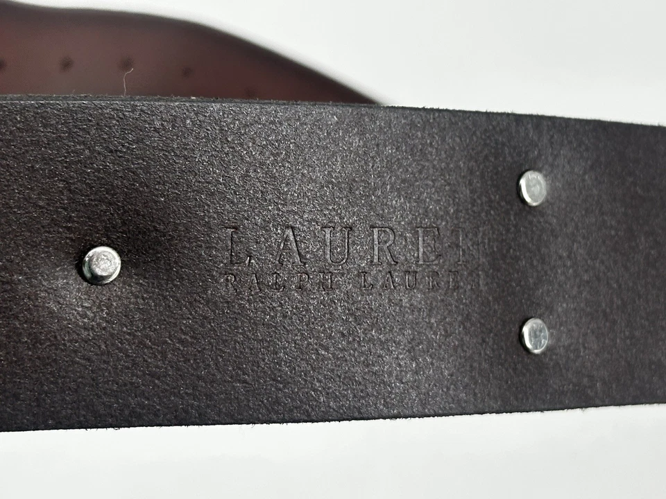 R.L.L RALPH LAUREN Cinturón de Cuero Marrón Concho Plateado Turquesa Occidental MEDIANO Foto 4 de 4