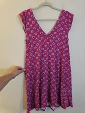 Loft Women's Size Medium Pink Floral Bloom Flutter Sleeve Swing  Length Dress