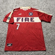 Vintage Chicago Fire Beasley 7 Home football shirt 2002 Soccer Puma Red Jersey