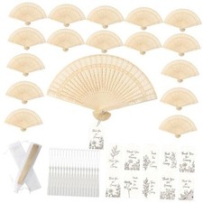 100 Wedding Fans Bulk Folding Wooden Hand Fans Sandalwood Hollow Stylish Style
