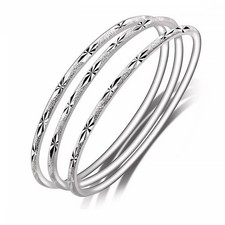 Sterling Silver Bangle Bracelets for 2.44inch, Inner diameter 2.56inch