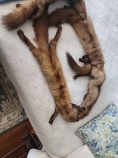 Vintage 4 Mink Pelts Fur Stole Full Body 60" - 1940's