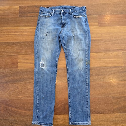 Abercrombie & Fitch Rustin Athletic Skinny Jeans Distressed Paint 36x32 (35x31)