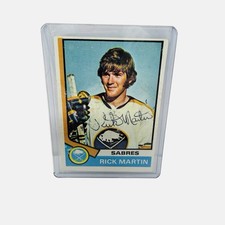 RICK MARTIN SIGNED 1974-75 TOPPS OPC HOCKEY CARD #190 SABRES AUTOGRAPH AUTO