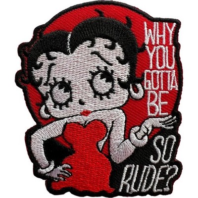 Betty Boop Patch Bügelbild Kleidertasche T-Shirt rot schwarz bestickt Abzeichen