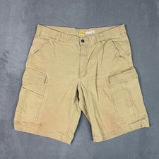 Carhartt Mens Relaxed Fit Cargo Shorts Tan Khaki Cotton Stretch 103542 Size 36