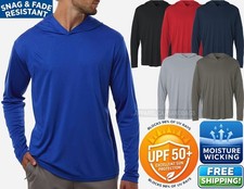 Mens Moisture Wicking DriFit Hoodie Tee Snag Resist Hooded UPF 50 T-Shirt XS-4X