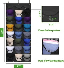 Hat Rack Organizer Baseball Holder Deep Storage Pockets Door Wall Caps Stand USA