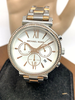 Michael Kors Women's Watch MK6558 Sofie Quartz Chronograph Rose Gold Steel 39mm