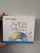 MEMOREX MUSIC 10 Pack PAQ CD-R 40X 700MB/MO 80MIN with Slim Jewel Cases -NEW