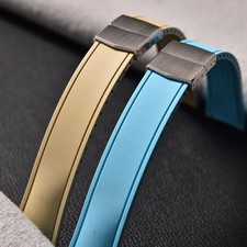 CTS Curved End FKM Rubber Watch Strap 20mm 22mm for Omega Folding Buckle Band