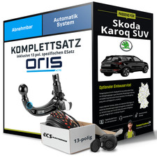 Für SKODA Karoq SUV Typ NU7 Anhängerkupplung abnehmbar +eSatz 13pol 17- Set NEU