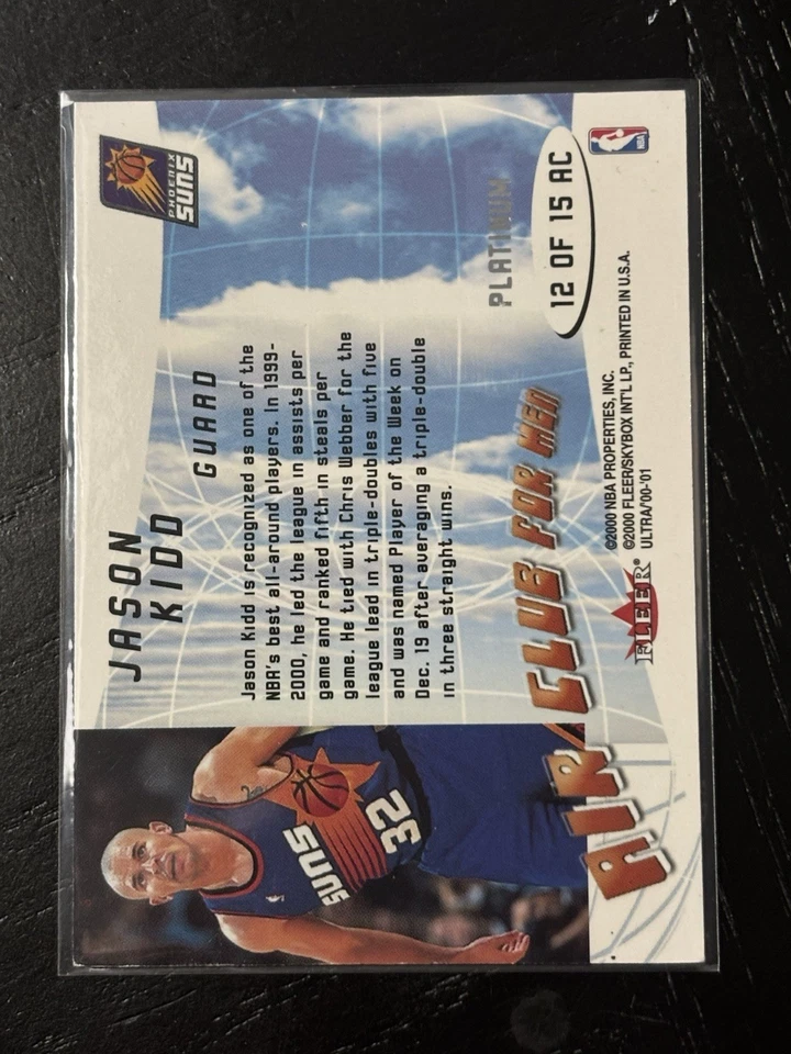 2000-01 Fleer Ultra - Air Club for Men Jason Kidd #12 AC Platinum /100 - Image 2 of 2