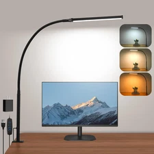 Led Desk Lamp for Home Office, Eye-Caring Desk Light with Clamp, Clip on Light f