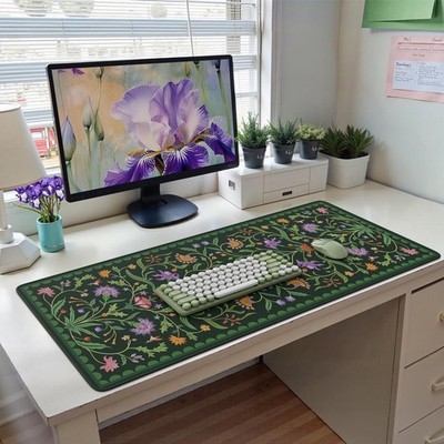 Moss Green Aesthetic Desk Matt for Desktop, Cute Pad, Non-Slip Vintage Keyboa...