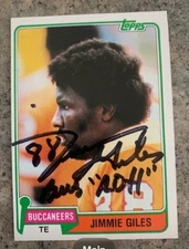 JIMMIE GILES TAMPA BAY BUCCANEERS AUTOGRAPHED SIGNED 1981 TOPPS #293