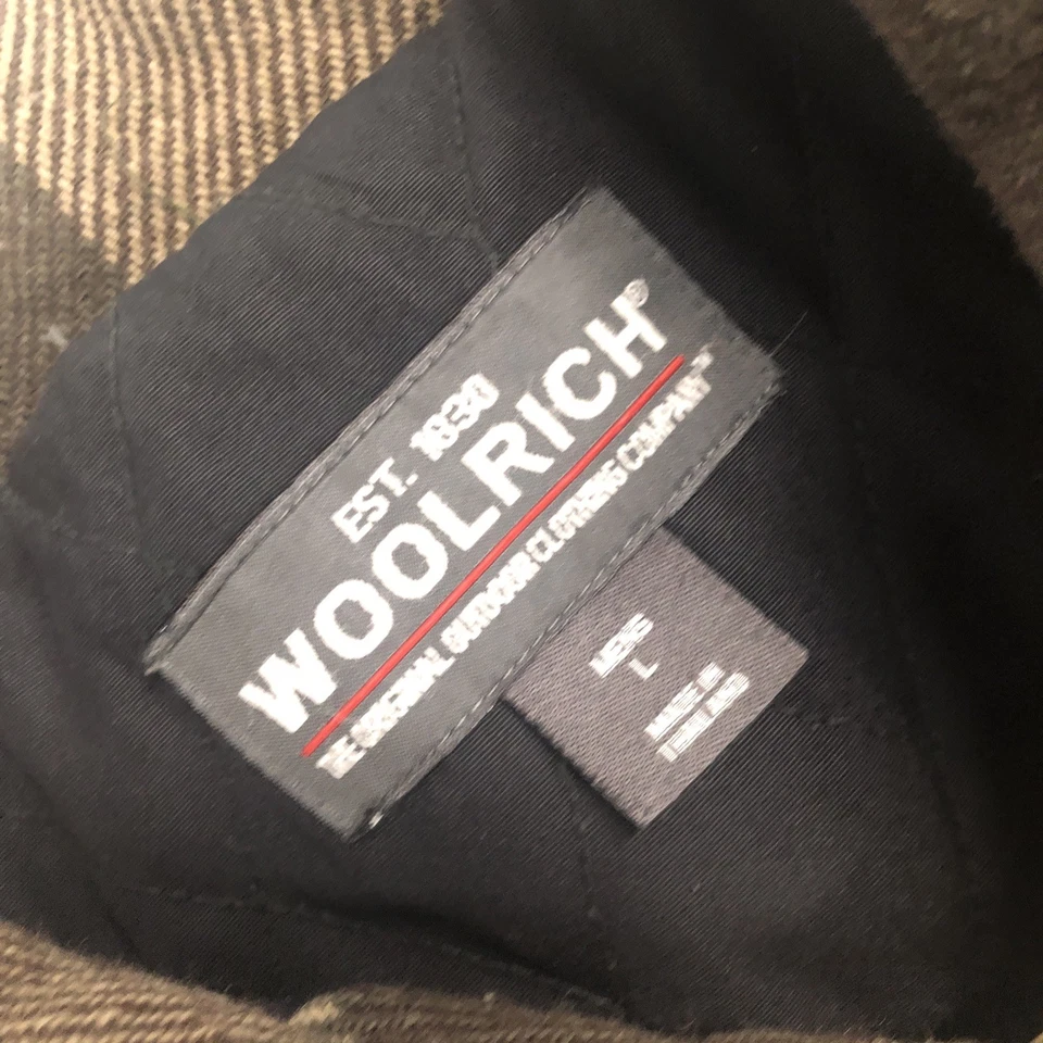 Abrigo chaqueta acolchada con cremallera a cuadros de lana Woolrich de colección para hombre 16613 Olive Buffalo Foto 3 de 4