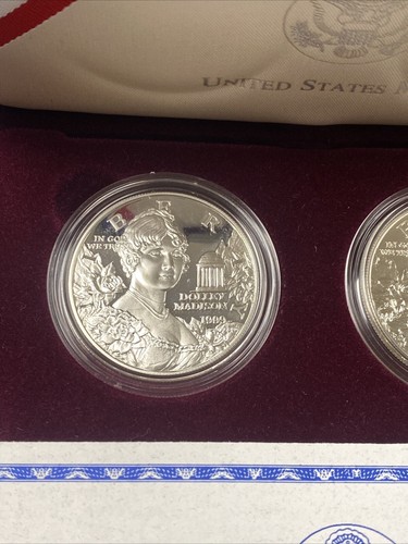 1999-P Dolley Madison Proof & Uncirculated 2 Silver Coins Set - Picture 2 of 4