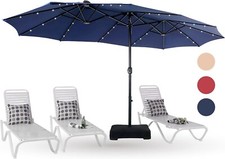 Patio Umbrella Solar Lights Double-Sided Outdoor Umbrellas w/ 36 LED Lights 15ft