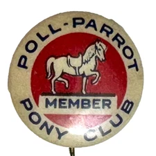 1920s Poll Parrot Pony Club Member 1" Celluloid Pinback Button