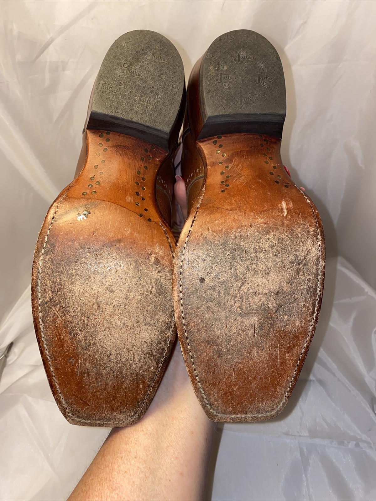 Justin Womens Punchy Pink Western Boots Brown Size 7… Gem