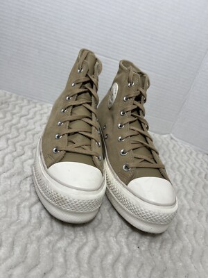 Converse Chuck Taylor All Star Hi Women's Size 9  Khaki Suede Platform Sneaker.