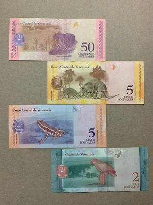 4 PCS Venezuelan Animal Banknotes Lot. Foreign Notes. Money Currency Bills Set 