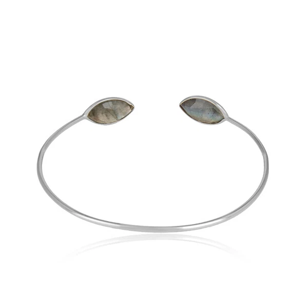 Labradorite Gemstone 925 Sterling Silver Designer Cuff Bangle Bracelet - Image 3 of 3