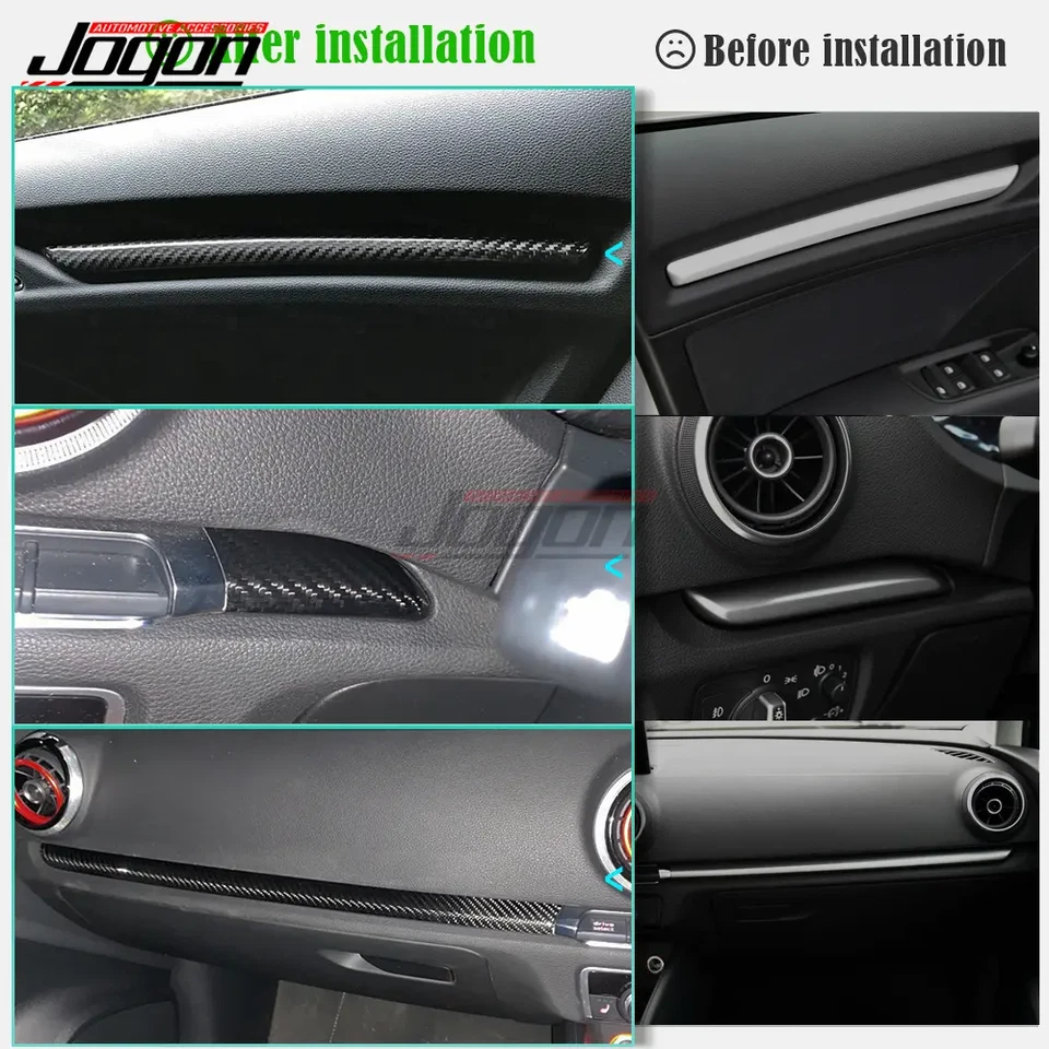 7pcs Interior Dashboard Door Panel Trim For Audi A3 S3 RS3 8V Real Carbon Fiber - Image 2 of 4
