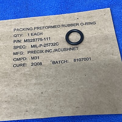 PRECIX  INC / ACUSHNET ~ MS28775-111 ~ PACKING PREFORMED,  RUBBER O-RING 10 PCS