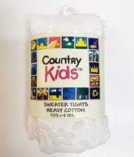 New Country Kids White Flower Heavy Cotton Sweater Tights Toddler 1-3 year