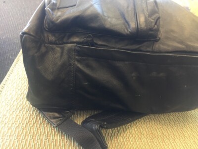Retro 1980s Black Leather Black Backpack