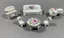 Vintage Porcelain Ceramic Doll House Furniture Floral Made in Japan Set of 6 Pcs