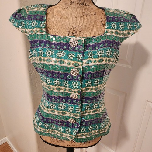 Rickie Freeman Women's Size 10 Saks Fifth Avenue Sequin Top Vintage