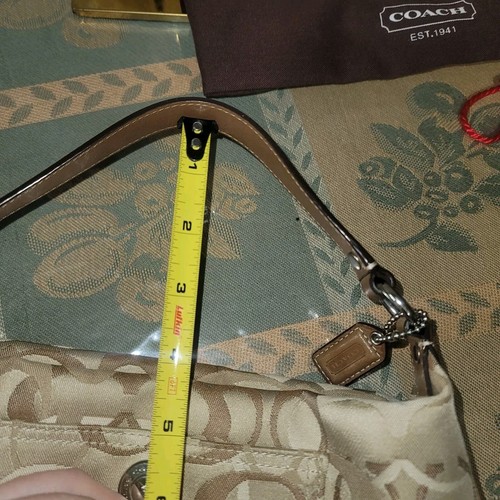 COACH Signature Canva & Leather Monogram C Mini Handbag Purse Beige & Dust bag - Picture 12 of 17