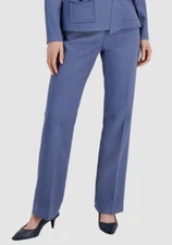 Le Suit Women's Blue Mid-Rise Straight-Fit Suit Separate Pants Size 14
