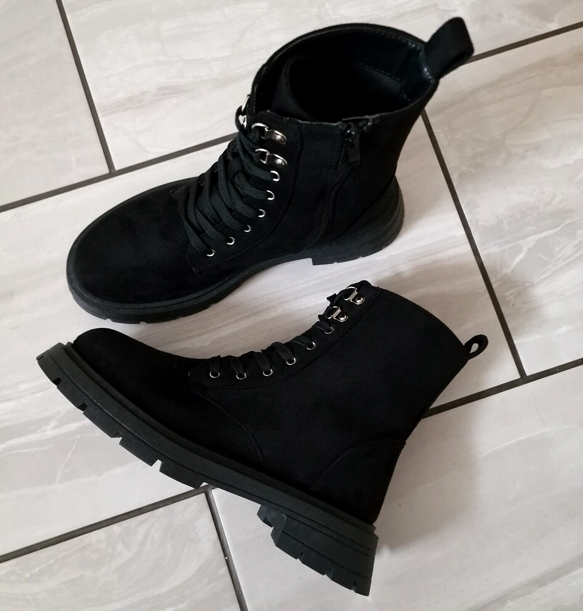 Lace Up Ladies Wide Fit Biker Boots Ladies Ankle Boots Women's