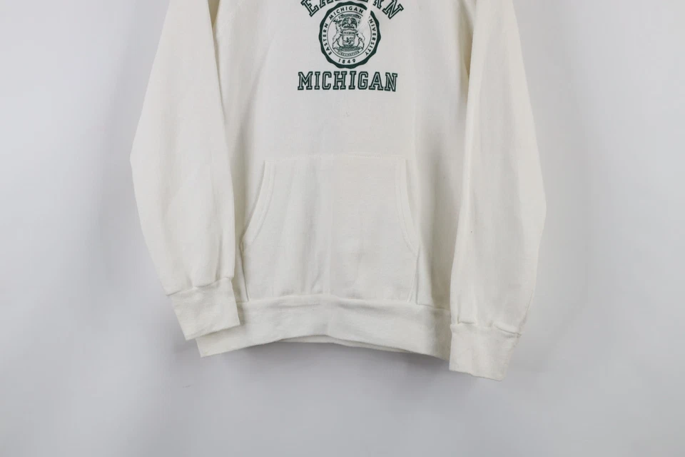Sudadera con capucha blanca vintage de los 80 Champion para mujer de la Universidad de Michigan del este medio EE. UU. Foto 3 de 4