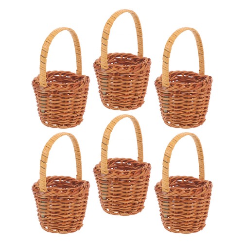 6Pcs Mini Woven Baskets Miniature Flower Basket Mini Picnic Basket Tiny Party