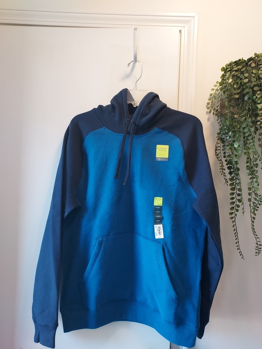 Tek Gear Mens Blue Ultra Soft Fleece Pullover Hoodie Sweatshirt