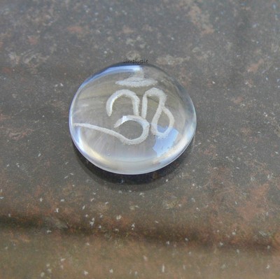 OM Carved Cabochon Crystal Quartz Focal #01DES Divine Energy Shakti