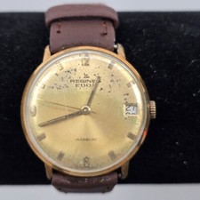 Rare Vintage Regines Edox Mens Gold-Tone Watc...