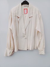 Anne Klein Ii Silk Pleated Jacket Ivory Us Size 10 / Uk Size 12