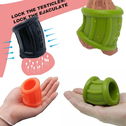 Silicone Ball Stretcher Scrotum Ring Squeeze Testicle Penis Ring Enhancer BDSM - Picture 1 of 39