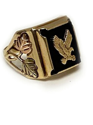 10k Yellow Gold With Onyx  Men's  Ring Size 10