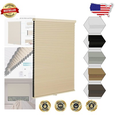 Elegant 52'' Cordless Blackout Honeycomb Shades - Light Blocking & Noise Reducing